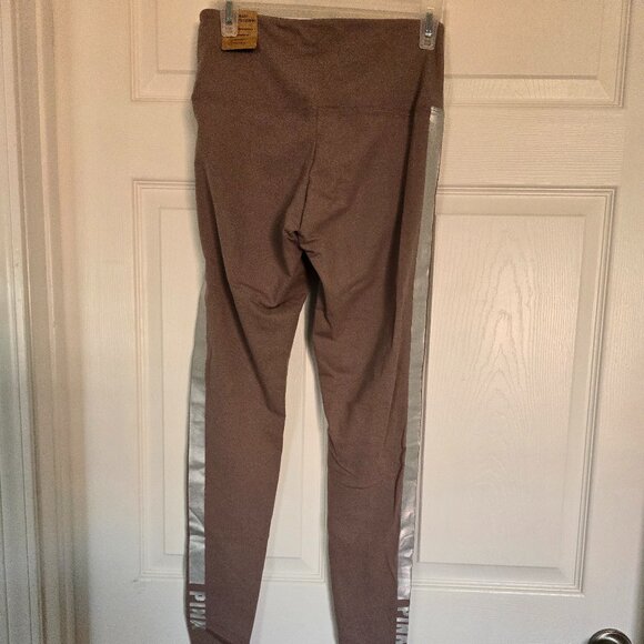 NWT VS PINK M High Waist Full Length Legging Light Mauve w/Silver stripe - Picture 4 of 6